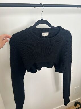 Open Edit Cropped Black Knit Sweater